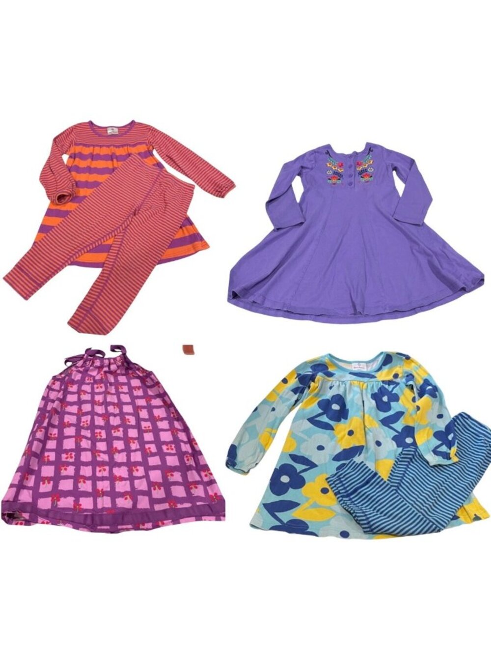 Hanna Andersson Girls Play Dress Legging Lot 110 Floral Striped Purple US size 5